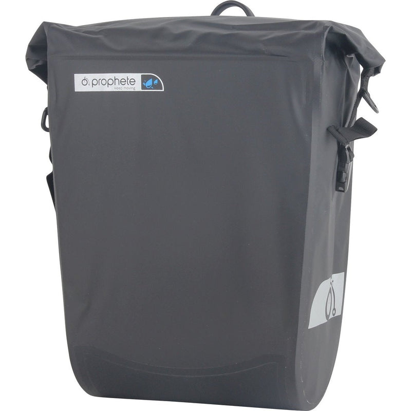 Laden Sie das Bild in Galerie -Viewer, De HikeMeister® Prophete Roll top E bike Luxe waterdichte enkele 20 liter fietstas – zwart – met reflectie veiligheid – 100% Waterdicht met schouderriem
