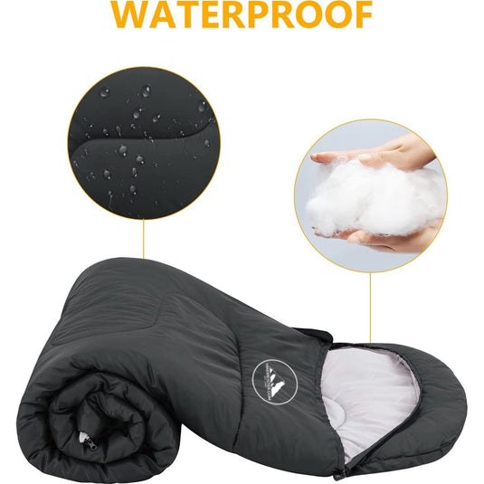 HikeMeister mummy slaapzak 1600 gram - kamperen - Zwart - ca. 220 x 80 cm - met Binnenzak - Comfortzone: 0-15 graden - Draagtas