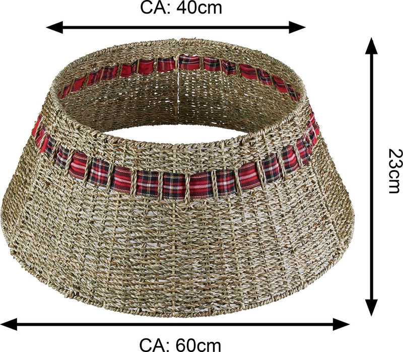Load image into Gallery viewer, Meisterhome Model 1 Kerstboomring kraag Kerstboomrok - H23 x Ø60 cm - Zeegras - Naturel Bruin 3 elementen
