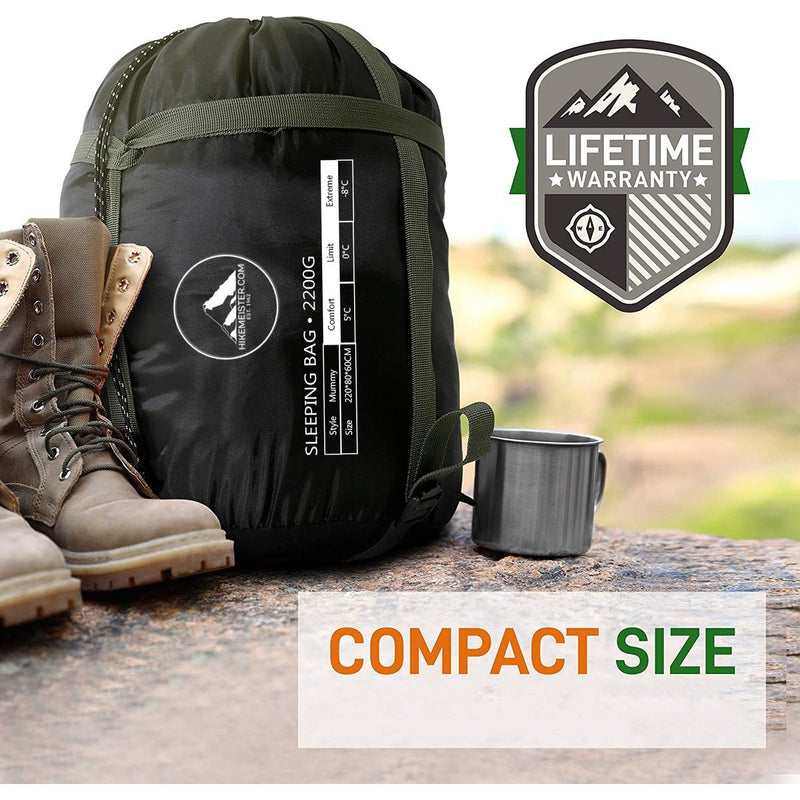 Load image into Gallery viewer, HikeMeister® outdoor survival fishing mummy slaapzak 230 x 80 cm -8°C
