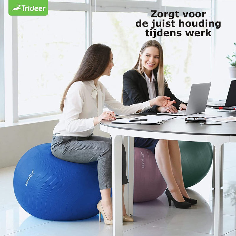 Load image into Gallery viewer, Trideer - extra sterke yoga bal - Blauw 68-75 cm - Met Pomp - gymnastiekbal, pilatesbal, zitbal voor kantoor, balans, yoga, fitness bal, zwangerschapsbal, balansstoel in de sportschool, thuis of op kantoor
