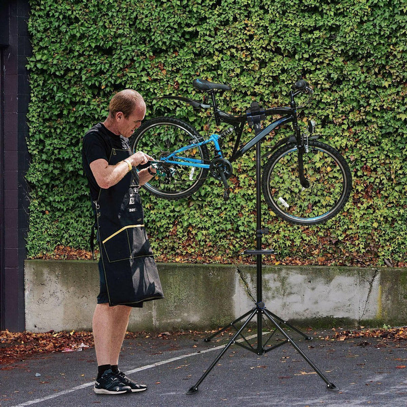 Laden Sie das Bild in Galerie -Viewer, Hikemeister ® Fiets ophangsysteem - fiets reparatiestandaard Montagestandaard - Tot 35 kg - Fietsreparatie Ebike - MTB -alle fietsen - Incl. Stuurhouder - Zwart - magneetbak
