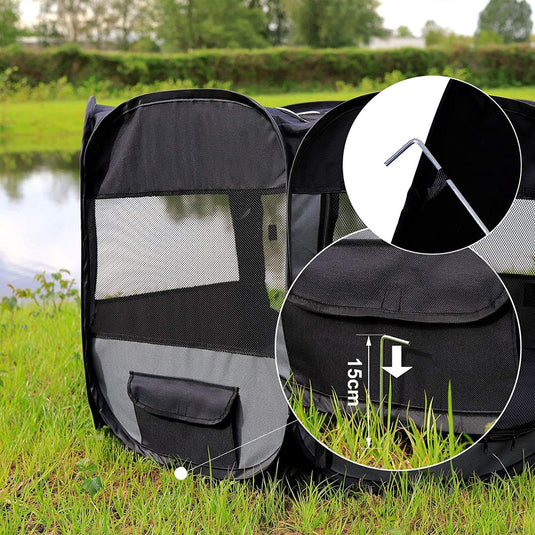 Meisterpet - XXL Opvouwbare puppyren - 130 x 130 x 60 cm - met gratis dieren verzorging set t.w.v. €19.99