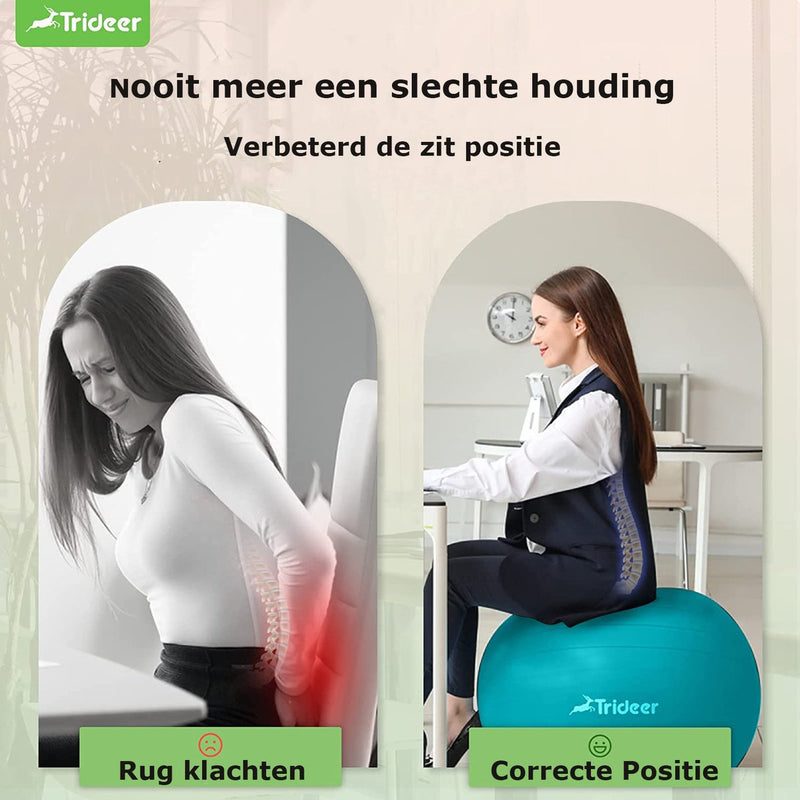 Laden Sie das Bild in Galerie -Viewer, Trideer - extra sterke yoga bal - Turquoise 58-65 cm - Met Pomp - gymnastiekbal, pilatesbal, zitbal voor kantoor, balans, yoga, fitness bal, zwangerschapsbal, balansstoel in de sportschool, thuis of op kantoor
