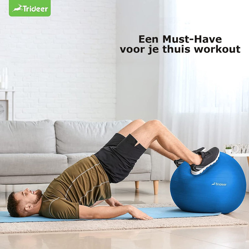 Load image into Gallery viewer, Trideer - extra sterke yoga bal - Blauw 68-75 cm - Met Pomp - gymnastiekbal, pilatesbal, zitbal voor kantoor, balans, yoga, fitness bal, zwangerschapsbal, balansstoel in de sportschool, thuis of op kantoor
