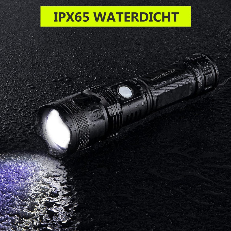 Laden Sie das Bild in Galerie -Viewer, Hikemeister ® PRO Militaire LED Zaklamp - USB-C Oplaadbaar - 3000 lumen - 5000mAh Batterij - met holster -2 Jaar Garantie!
