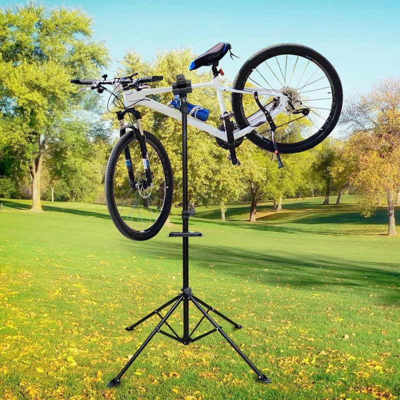 Laden Sie das Bild in Galerie -Viewer, Hikemeister ® Fiets ophangsysteem - fiets reparatiestandaard Montagestandaard - Tot 35 kg - Fietsreparatie Ebike - MTB -alle fietsen - Incl. Stuurhouder - Zwart - magneetbak
