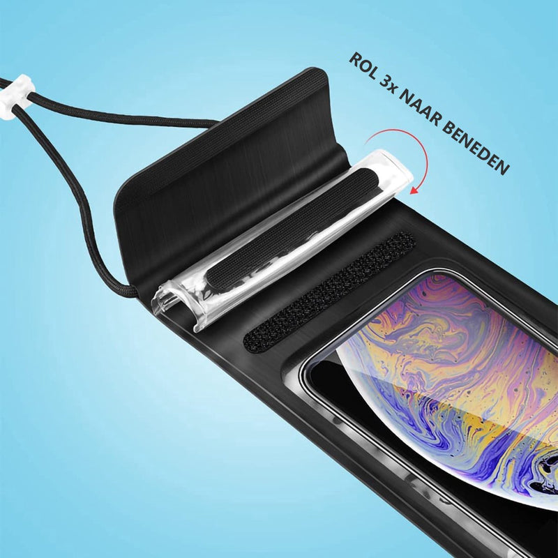 Laden Sie das Bild in Galerie -Viewer, HikeMeister IPX 8 Waterdichte Telefoonhoes Zwart - Onderwater hoesje met koord - Geschikt voor alle Smartphones - Ook voor paspoort &amp; betaalpassen – Waterdichte telefoonzakje – drybags
