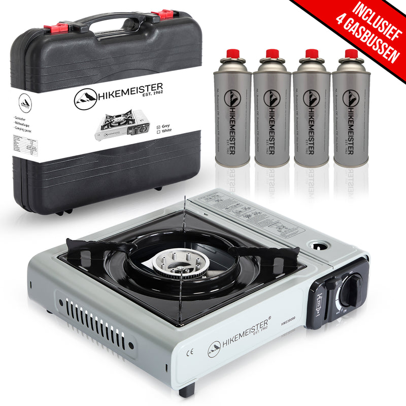 Laden Sie das Bild in Galerie -Viewer, Hikemeister® Campingkocher 1 Brenner 2200 KW tragbar - Grau
