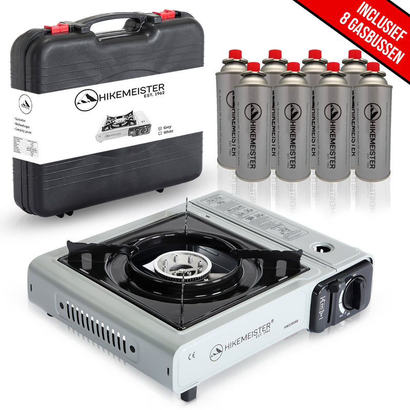 Laden Sie das Bild in Galerie -Viewer, Hikemeister® Campingkocher 1 Brenner 2200 KW tragbar - Grau
