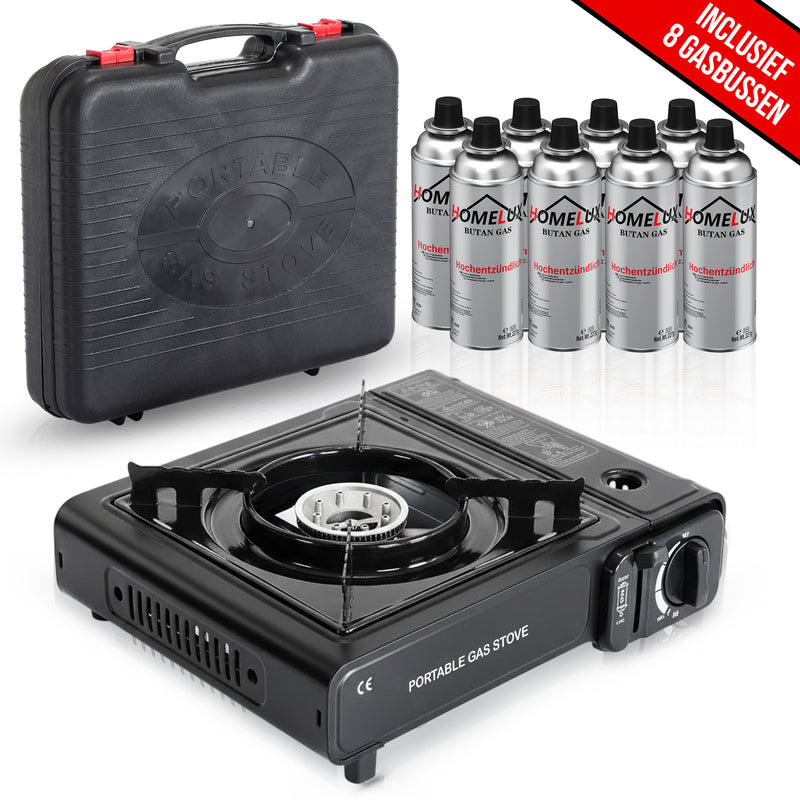 Laden Sie das Bild in Galerie -Viewer, Hikemeister ® camping kooktoestel 1 pit 2200 KW draagbaar - Zwart
