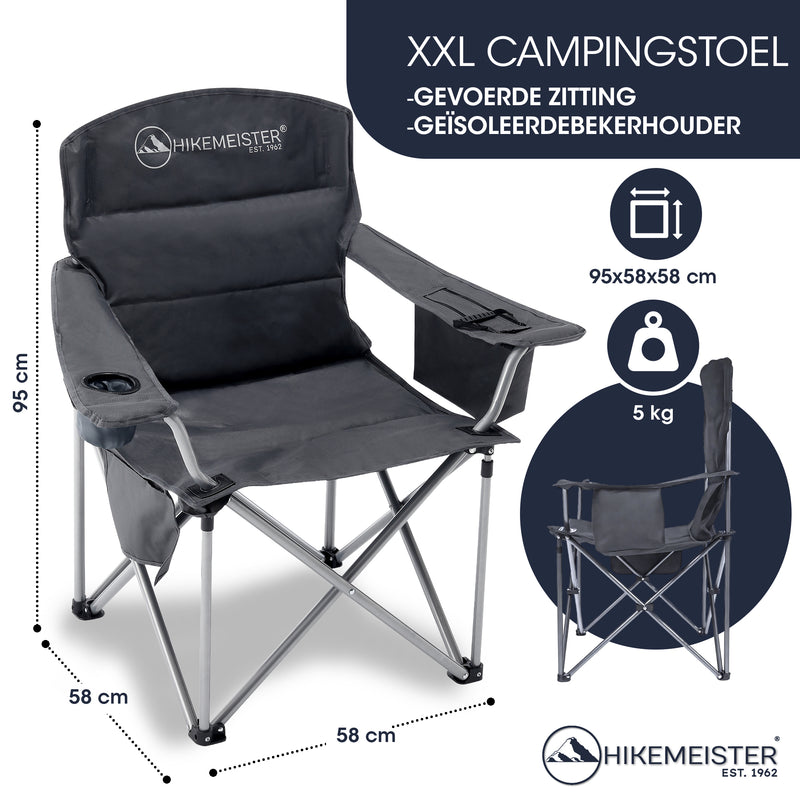 Laden Sie das Bild in Galerie -Viewer, Hikemeister ® XXL Campingstoel, opvouwbare klapstoel tot 158 kg,
