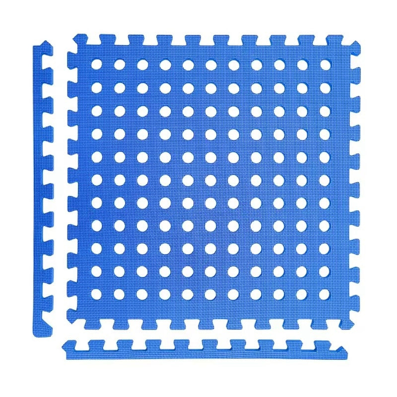 Load image into Gallery viewer, Hikemeister – Zwembad tegels – 1 cm dik - zwembad vloerbescherming - foam tegels met rand stukken - warmte isolerend – drainagegaten - anti slip - outdoor tegels
