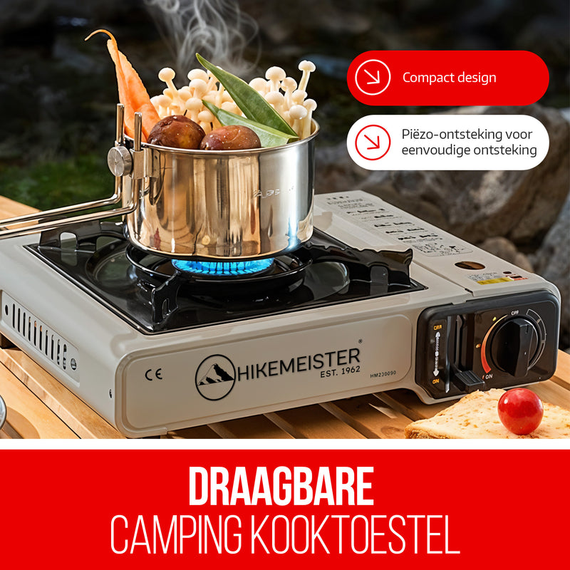 Laden Sie das Bild in Galerie -Viewer, Hikemeister® Campingkocher 1 Brenner 2200 KW tragbar - Grau
