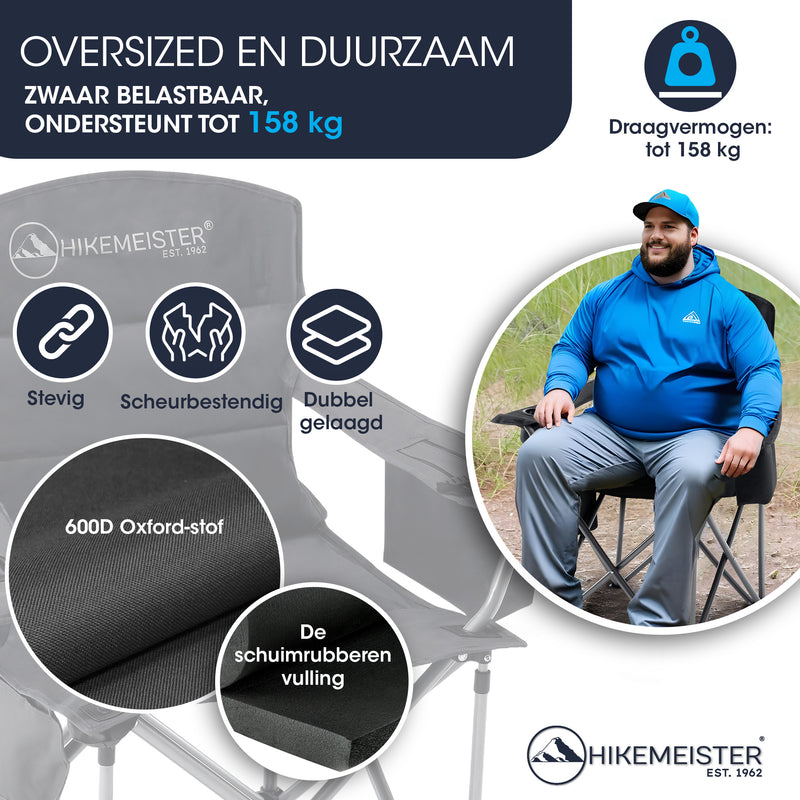 Laden Sie das Bild in Galerie -Viewer, Hikemeister ® XXL Campingstoel, opvouwbare klapstoel tot 158 kg,
