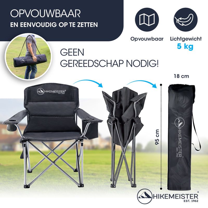 Laden Sie das Bild in Galerie -Viewer, Hikemeister ® XXL Campingstoel, opvouwbare klapstoel tot 158 kg,
