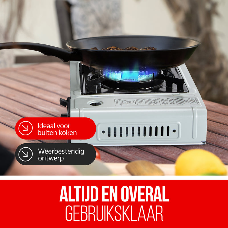 Laden Sie das Bild in Galerie -Viewer, Hikemeister® Campingkocher 1 Brenner 2200 KW tragbar - Grau
