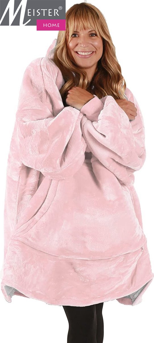 Laden Sie das Bild in Galerie -Viewer, Meisterhome® chill TV Deken - Hoodie Deken - Hoodie Blanket - Deken Met Mouwen - Oversized Hoodie - Fleece Deken - Sherpa - Indoor/Outdoor Coat - 1450 Gram roze pink
