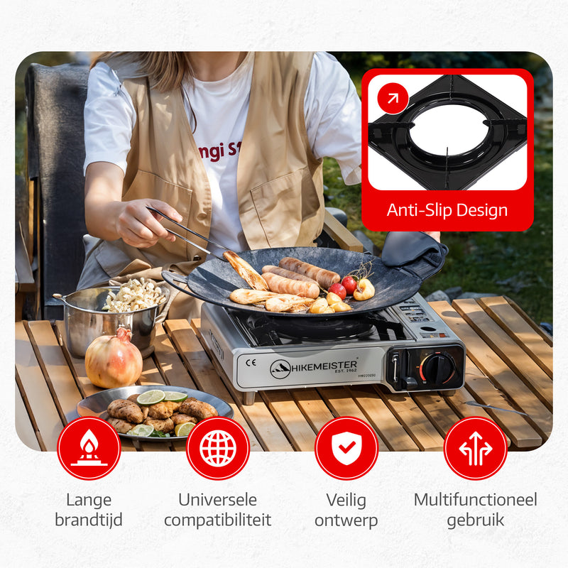 Laden Sie das Bild in Galerie -Viewer, Hikemeister® Campingkocher 1 Brenner 2200 KW tragbar - Grau
