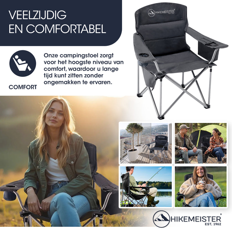 Laden Sie das Bild in Galerie -Viewer, Hikemeister ® XXL Campingstoel, opvouwbare klapstoel tot 158 kg,
