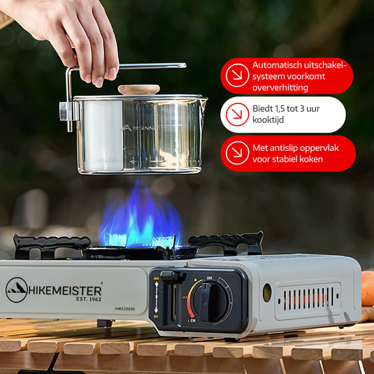 Hikemeister® Campingkocher 1 Brenner 2200 KW tragbar - Grau