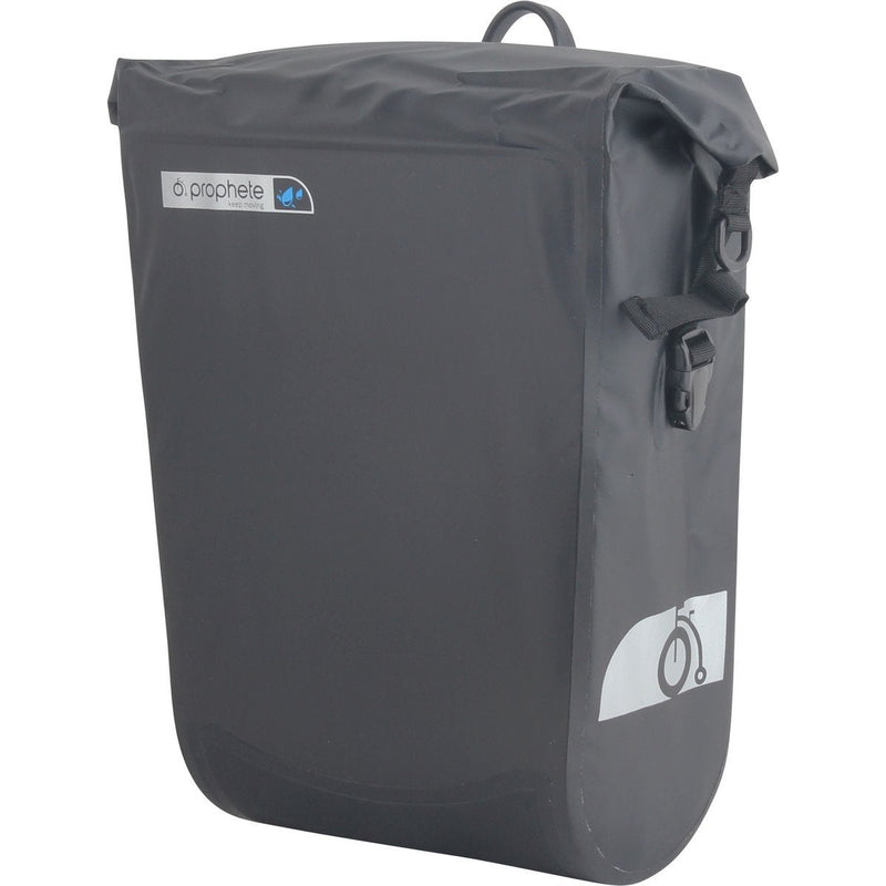 Laden Sie das Bild in Galerie -Viewer, De HikeMeister® Prophete Roll top E bike Luxe waterdichte enkele 20 liter fietstas – zwart – met reflectie veiligheid – 100% Waterdicht met schouderriem
