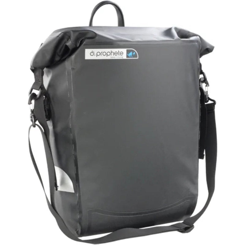 Laden Sie das Bild in Galerie -Viewer, De HikeMeister® Prophete Roll top E bike Luxe waterdichte enkele 20 liter fietstas – zwart – met reflectie veiligheid – 100% Waterdicht met schouderriem
