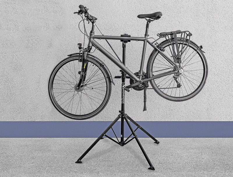 Laden Sie das Bild in Galerie -Viewer, Hikemeister ® Fiets ophangsysteem - fiets reparatiestandaard Montagestandaard - Tot 35 kg - Fietsreparatie Ebike - MTB -alle fietsen - Incl. Stuurhouder - Zwart - magneetbak
